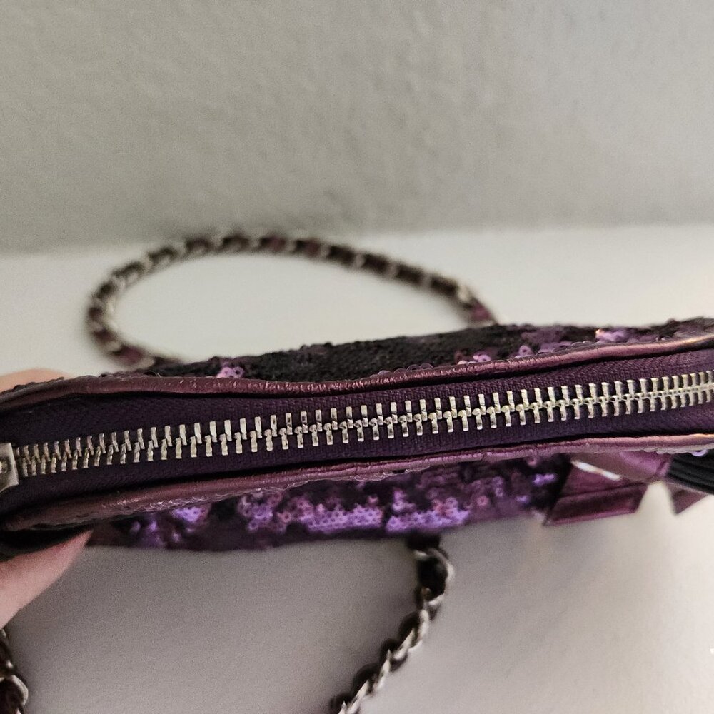 Like New Rare Coach Sequin Purple Crossbody Bag /Clutch Purse - Picture 9 of 12
